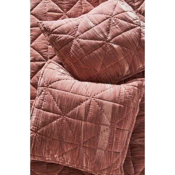 Anthropologie Plush Crushed Velvet Quilted Euro Shams Set of 2 NEW